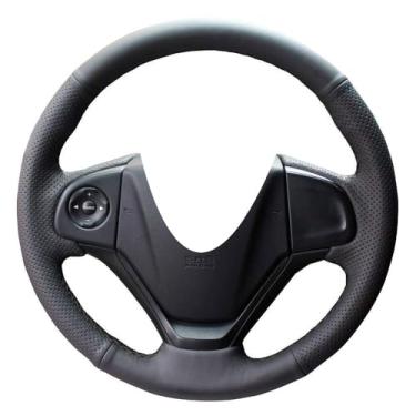 Imagem de Capa de volante de couro genuíno Eiseng para Honda CRV CR-V 2012 2013 2014 2015 2016 DIY Sew Interior AccessoriesEiseng preto QC-CRV-0000001