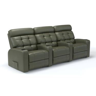 Imagem de Sofá 3 Lugares Reclinável Elétrico Massagem Em Couro Bovino Cinema