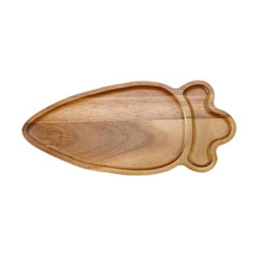 Imagem de FytStycale Bandeja de madeira para servir, organizador de pratos de madeira, travessa rústica para servir alimentos, bebidas, café da manhã, frutas e xícaras de, Formato de Cenoura