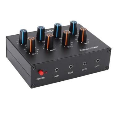 Imagem de Zhjvihx Mixer Estéreo de 4 Canais, Som de Ultra Baixo Ruído Em Liga de Alumínio Com Funcionalidade Estéreo de Canal Duplo para Clubes, Bares, Guitarras, Teclados de Baixo, Mixers de