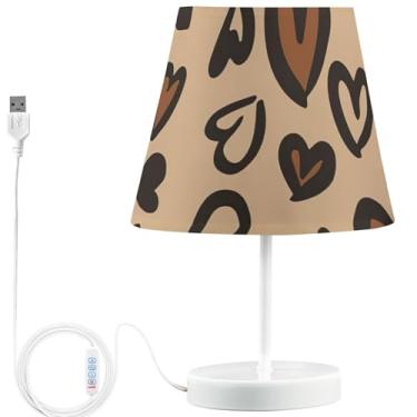 Imagem de TSENQUE Candeeiro de mesa de cabeceira marrom leopardo personalizado de dia dos namorados lâmpadas de cabeceira LED para mesinhas noturnas recarregável por USB lâmpada aconchegante que muda de cor