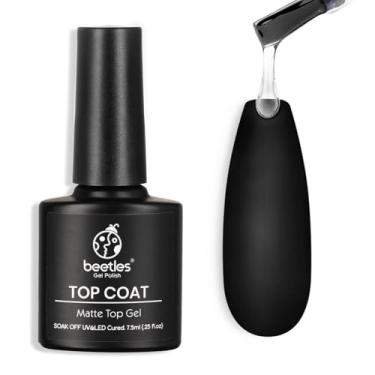 Imagem de Beetles Matte Gel Top Coat para esmalte de gel, revestimento superior fosco à prova de cromo de 7,5 ml, acabamento fosco resistente a pó, acabamento fosco para detalhes, pintura em pó cromada, arte de