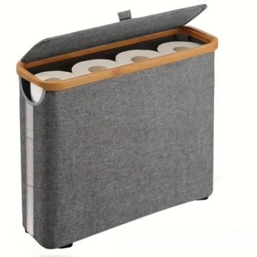 Imagem de Papel Higiênico Cesto Com Tampa Armazenamento Multiuso Banheiro e Cozinha, Organiza Espaço, Ideal para Famílias e Apartamentos(Cinza)