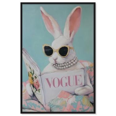 Imagem de Decoração de parede para animais de estimação Spring Magazine Bunny Print da Art Remedy, moldura preta, 25 x 38 cm