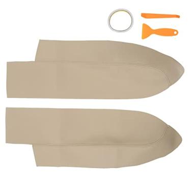 Imagem de Capa de apoio de braço do painel da porta frontal Substituição de couro de microfibra macia CRV 2007 2011 (Bege)