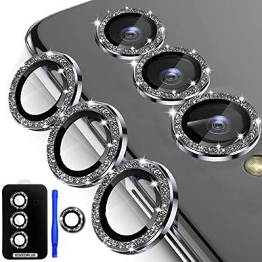 Imagem de TIUYAO [3+1] Protetor de lente de câmera para Samsung Galaxy S23/Galaxy S23+, capa de lente de câmera de vidro temperado com [bandeja de instalação] [ferramenta de remoção] Adequado para Samsung Galaxy S23/S23 Plus Glitter preto