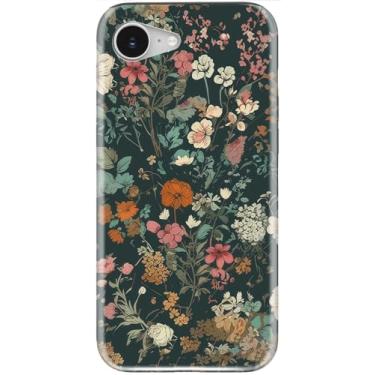 Imagem de LUMARKE Capa fofa para iPhone 16e - compatível com carregamento sem fio - silicone macio de camada dupla + capa rígida - design floral moderno - capa de telefone brilhante para mulheres - flores