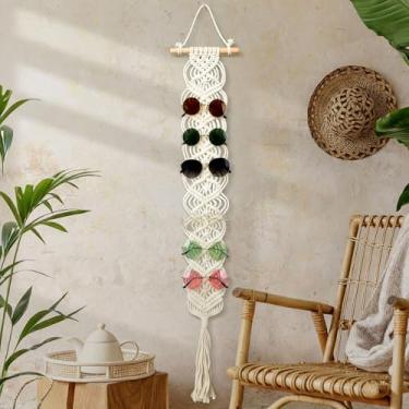 Imagem de AceOrbit Organizador de óculos de sol macramê Boho montado na parede, suporte de óculos de sol trançado para exibição de óculos de sol para quarto boêmio, decoração de escritório em casa