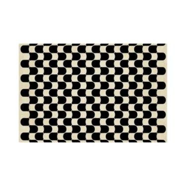 Imagem de Tapete De Imitação De Cashmere Listrado Preto E Branco, Macio, Durável