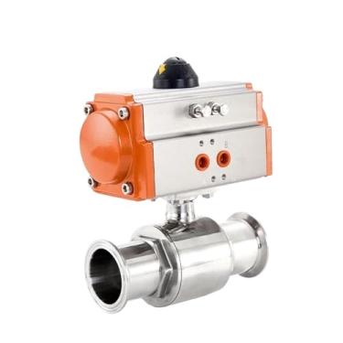 Imagem de Válvula esférica de braçadeira pneumática sanitária de aço inoxidável dupla ação Q611F-16P válvulas de esfera pneumáticas de montagem rápida (63 mm)