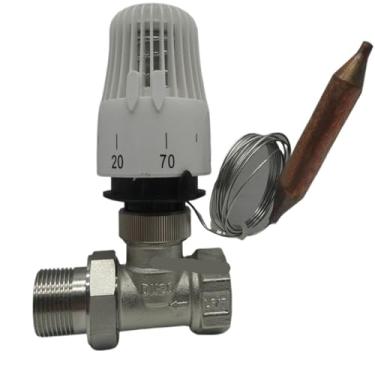 Imagem de 1 válvula de radiador termostática reta de latão bidirecional para sistema de aquecimento, válvula controladora de temperatura, economia de energia de 30 a 70 graus (DN20)