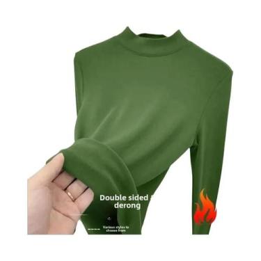 Imagem de Camiseta Térmica Feminina De Fleece Macio, Veludo Dupla Face, Gola Mei