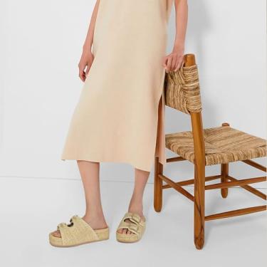 Imagem de MICIFA Sandálias Plataforma De Ráfia Para Mulheres, Sandálias De Praia De Verão, Sandálias Confortáveis De Palha Trançada, Sapatos Casuais, Sapatos Com Tira De Fivela Ajustável