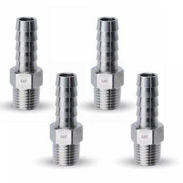 Imagem de MAACFLOW Conector adaptador de mangueira farpada MAACFLOW de aço inoxidável 1/10.2 cm macho NPT para 3/20.3 cm ID de mangueira farpada (pacote com 4)