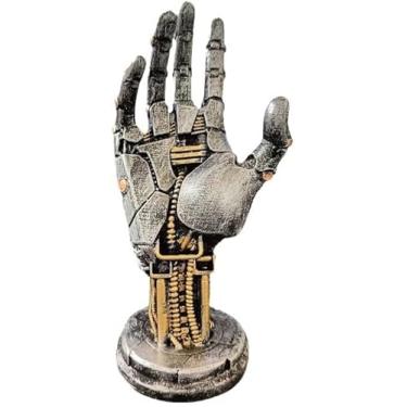 Imagem de KOOPAO Suporte para fone de ouvido e controle de jogos, suporte de fone de ouvido mecânico Cyberpunk para PS4 PS5 Xbox Switch, suporte de controle de mesa, decoração de sala de jogos (prata)