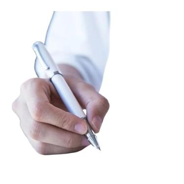 Imagem de DFAMIN Canetas-tinteiro EF 0,38 mm, escrita suave, caligrafia, caligrafia, metal, tinta, material escolar (branca)