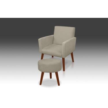 Imagem de Kit  01 Poltrona Nina + 01  Puf Redondo o Suede Bege -Modena  Decor  -