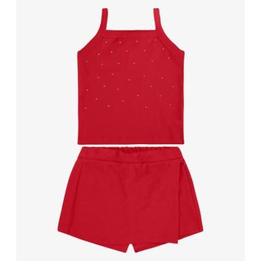 Imagem de Conjunto Regata com Shorts Saia RoviKids Vermelho, 4, Vermelho