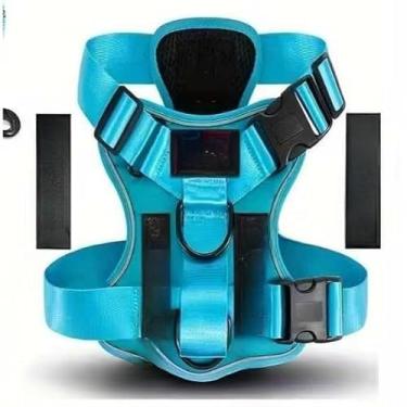 Imagem de Peitoral Ajustável Refletivo para Cachorro Porte Médio e Grande, Colete Reforçado Confortável com Regulagem e Segurança(Azul,GG (XL))