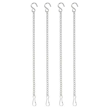 Imagem de PATIKIL 4 correntes suspensas com ganchos S, ganchos de plantas de 24 cm para alimentadores de pássaros, lanternas, sinos de vento, quadros-negros e ornamentos, prata