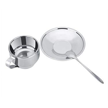 Imagem de Zerodis Conjunto de Xícara de café de Aço Inoxidável de Parede Dupla, Xícara de Leite Cappuccino Com Pires e Colher, Copo para Beber Utensílios de Cozinha Em Estilo Europeu
