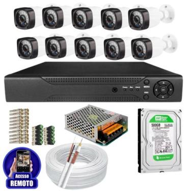 Imagem de Kit Cftv 10 Câmeras Segurança Infravermelho 20 Metros Dvr Multi Hd 16c