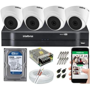 Imagem de Kit Cftv 4 Câmeras Intelbras Dome 1120 D E Dvr Mhdx 4ch