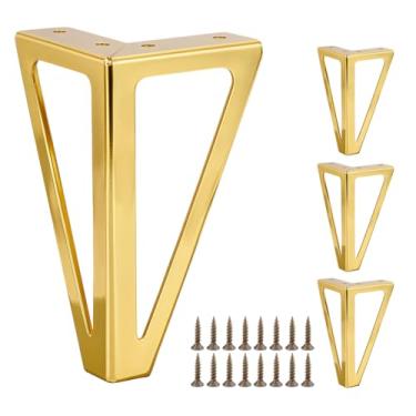 Imagem de AHANDMAKER Pernas de móveis de metal sólido de 15 cm, pés de substituição de móveis triangulares de ferro pesados, adequado para suportes de TV, mesas de café, sofás, prateleiras, armários, conjunto