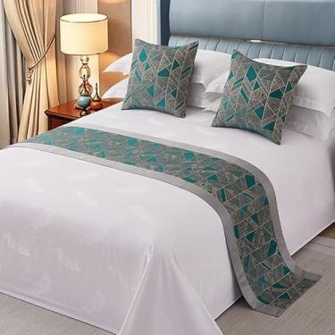 Imagem de HSTANGKY Lençol de Cama de Hotel Camas de Cama Minimalista Luxo Pedal Lenço Resistente à Cor Protetor de Cama Moderno Decorativo Colchas para Cama Twin Queen King Size - Verde||50 x 180 cm para cama