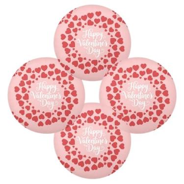 Imagem de Wassud Jogo americano conjunto de 4 tapetes redondos com moldura de coração para cozinha e jantar, tapetes laváveis e resistentes ao calor, decoração de mesa 39 cm