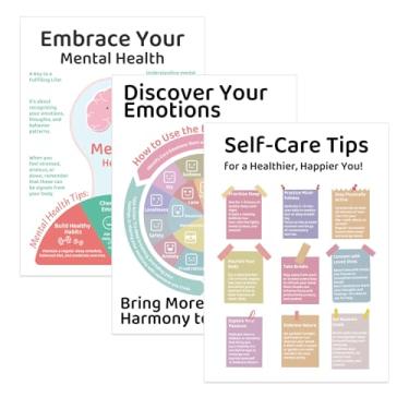 Imagem de Fukaisu 3 peças de pôster de saúde mental, decoração de parede de saúde mental, decoração de parede motivacional, psicologia positiva, decoração de escritório, assistente social, presente para quarto