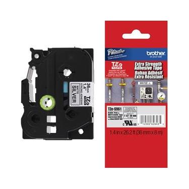 Imagem de Fita Industrial Brother TZE-S961 36mm Preto sobre Prata