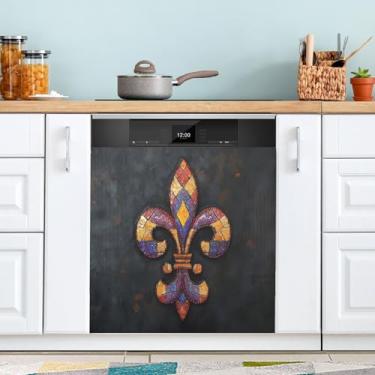 Imagem de ATTX Capa magnética para lava-louças Mardi Gras | Adesivo decorativo de eletrodomésticos de 58 x 66 cm para armários domésticos e eletrodomésticos (73)