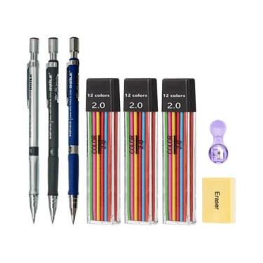 Imagem de Conjunto De Lápis Mecânico De 2.0mm Com Refil De Grafite 2B Preto E Co