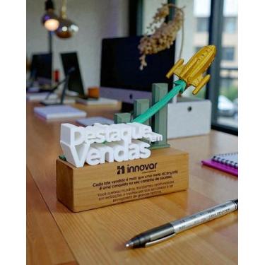 Imagem de Troféu "Melhores Vendedores ou Destaque em Vendas" - Gráfico subindo c