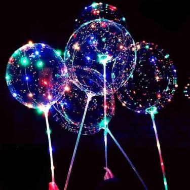 Imagem de Kit 10 Balão Bubble Transparente 24 Polegadas Com Led Bastão e Varetas