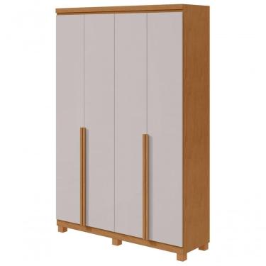 Imagem de Guarda-roupas 4 Portas 2 Gavetas 100% Mdf Alonzo Sem Espelho E Com Pés Amendoa Clean Off White