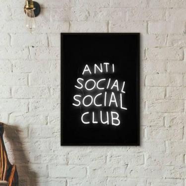 Imagem de Quadro Anti Social Social Club 24X18 Com Vidro Madeira Preta
