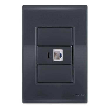 Imagem de Conjunto 1 Tomada Telefone Rj11 - Tramontina Liz Grafite