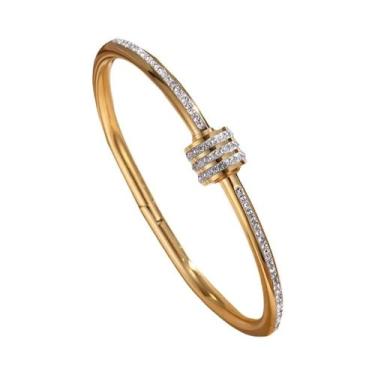 Imagem de Pulseiras De Aço Inoxidável Douradas Para Mulheres, Não Desbotam, Vári