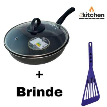 Imagem de Panela Frigideira Antiaderente Teflon em Preto N-24 + Brinde Cor:Roxo 