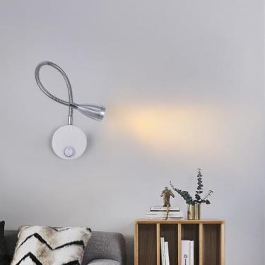 Imagem de GZZBMY Luzes de parede internas LED iluminação de parede flexível pescoço cisne com interruptor lâmpada de leitura moderna lâmpada de parede de alumínio para quarto cabeceira sala de estar escada