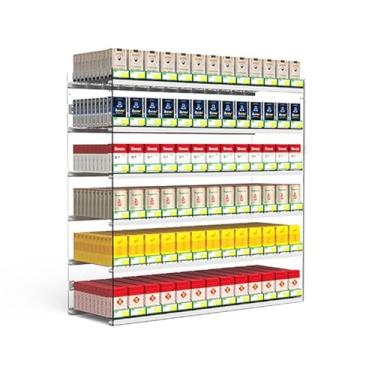 Imagem de Bandeja automática para empurrar cigarros – Pacote com 10 suportes para exibição de tabaco para supermercados, prateleira flutuante decorativa transparente e divisor de fósforos, ideal para exibição