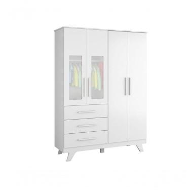 Imagem de Armário Retrô 4 Portas - Moveis Peroba Branco Brilho