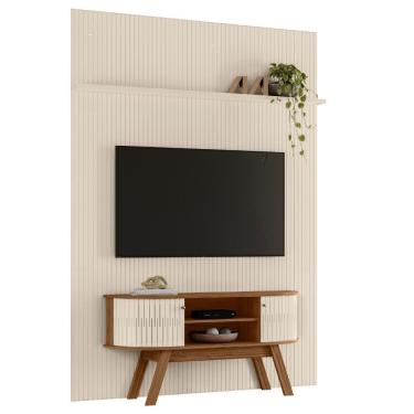 Imagem de Painel E Bancada Tv 65 Pol New Silverstone 179x245 Cm Naturale Off White Madetec