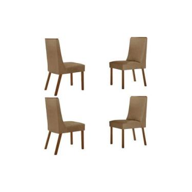 Imagem de Kit 4 Cadeiras de Cozinha Dakota 4 Un Madeira Capuccino/Linho Capuccin