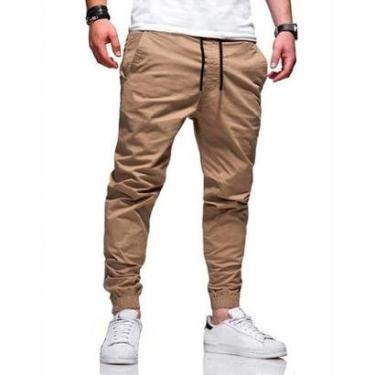 Imagem de Calcas Jogger Jeans Camuflada Masculina Com Punho Elástico Bege Tamanho:M;COR:;GENERO:HOMEM-Masculino
