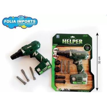 Imagem de Brinquedo Kit De Ferramentas Infantil Parafusadeira E Furadeira (Verde