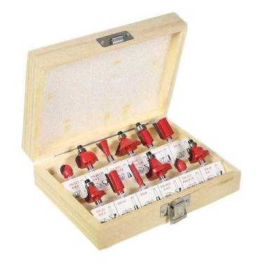 Imagem de Kit Jogo Fresas Para Tupia Madeira 12 Peças C/ Maleta - Kadê