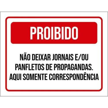 Imagem de Kit 3 Placa Acm Não Deixar Jornais Panfletos 18X23 - Sinalizo